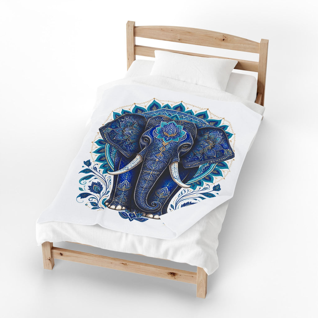 Blue Mandala Elephant Blanket