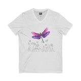 Dragonfly meadow - Lightweight V-Neck Tee for Comfort