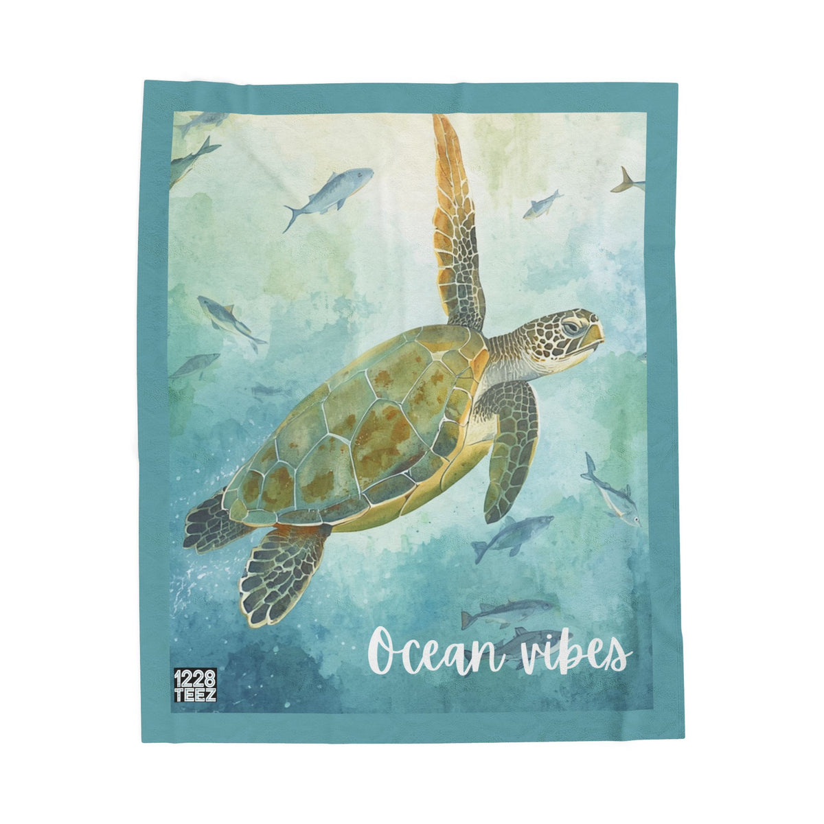 Sea Turtle 'Ocean Vibes' Throw Blanket