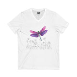 Dragonfly meadow - Lightweight V-Neck Tee for Comfort