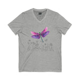 Dragonfly meadow - Lightweight V-Neck Tee for Comfort