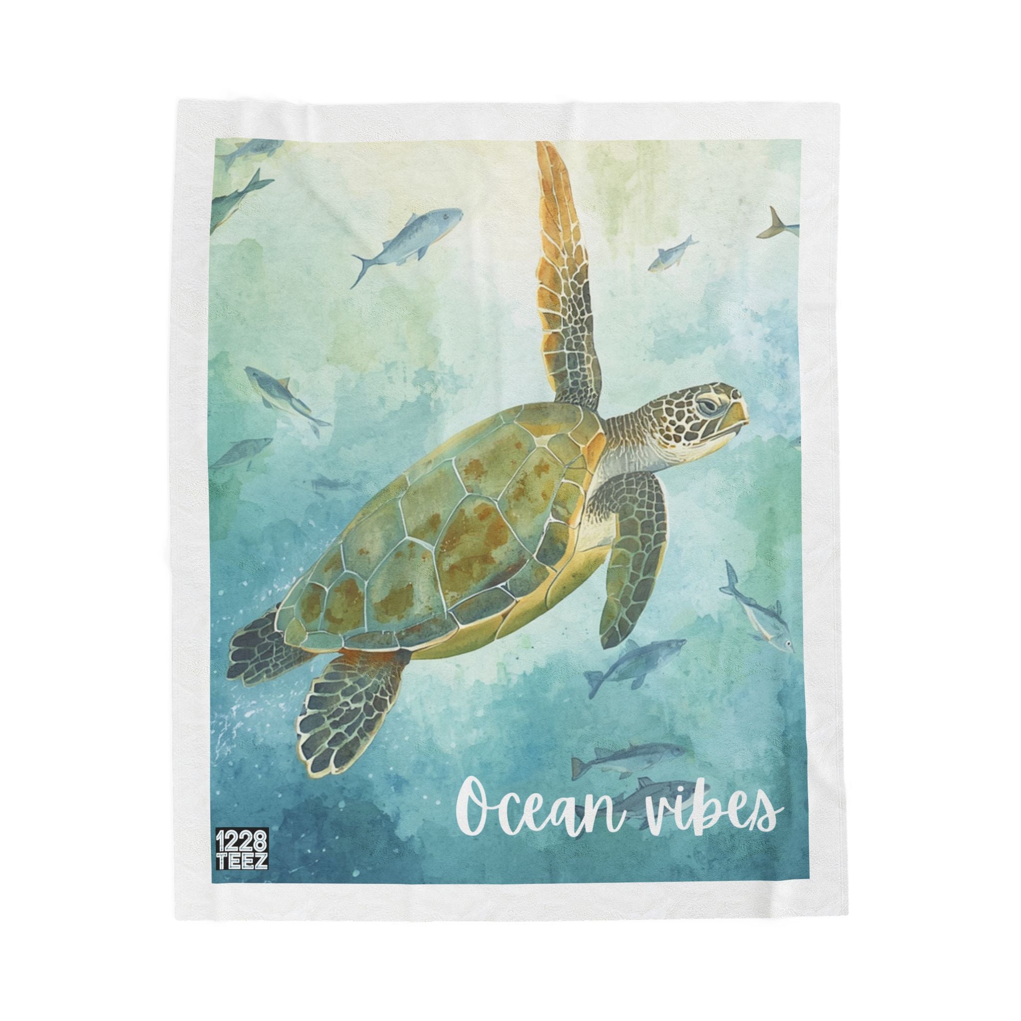 Sea Turtle 'Ocean Vibes' Throw Blanket