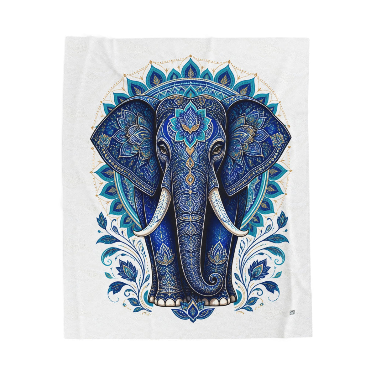 Blue Mandala Elephant Blanket