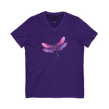 Dragonfly meadow - Lightweight V-Neck Tee for Comfort