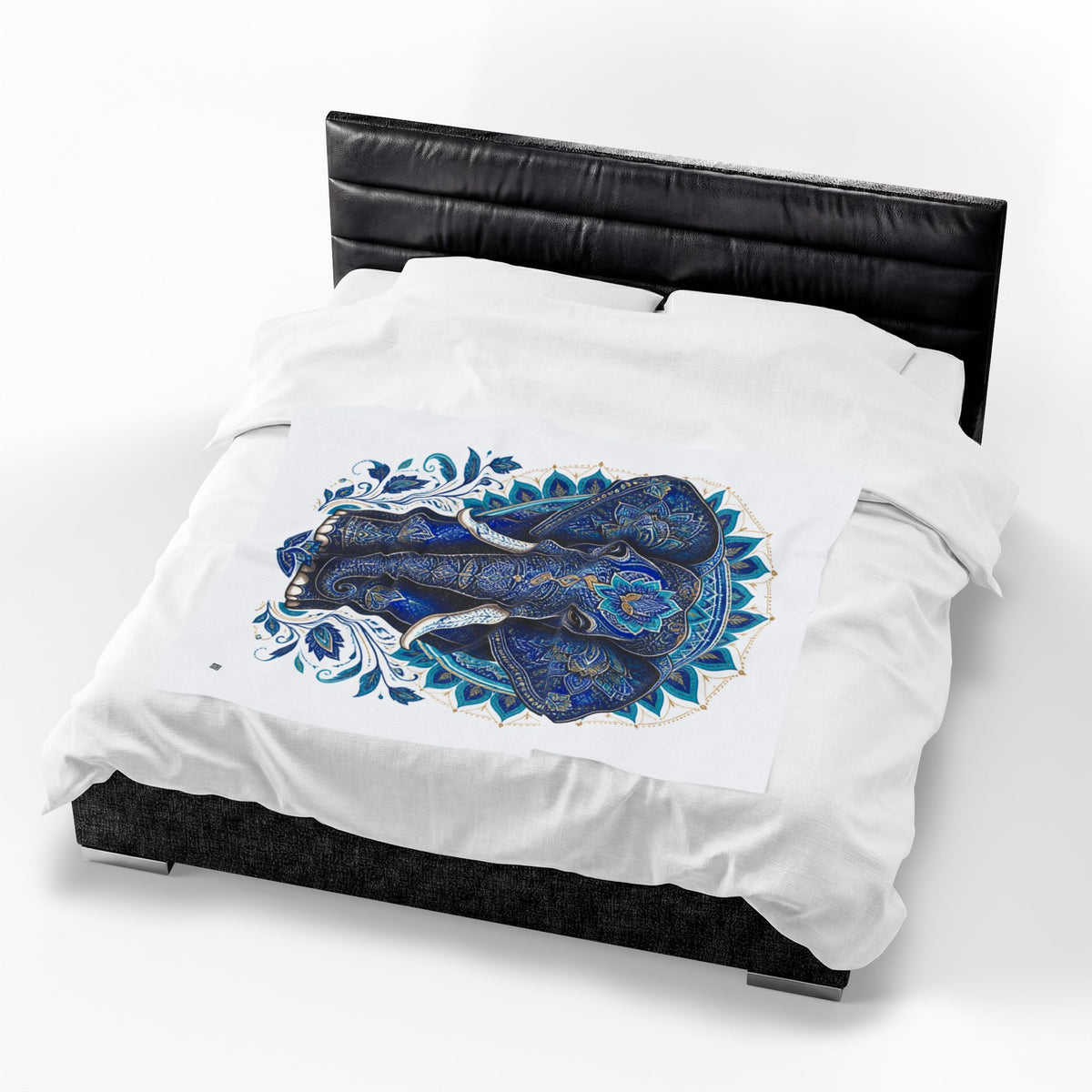Blue Mandala Elephant Blanket
