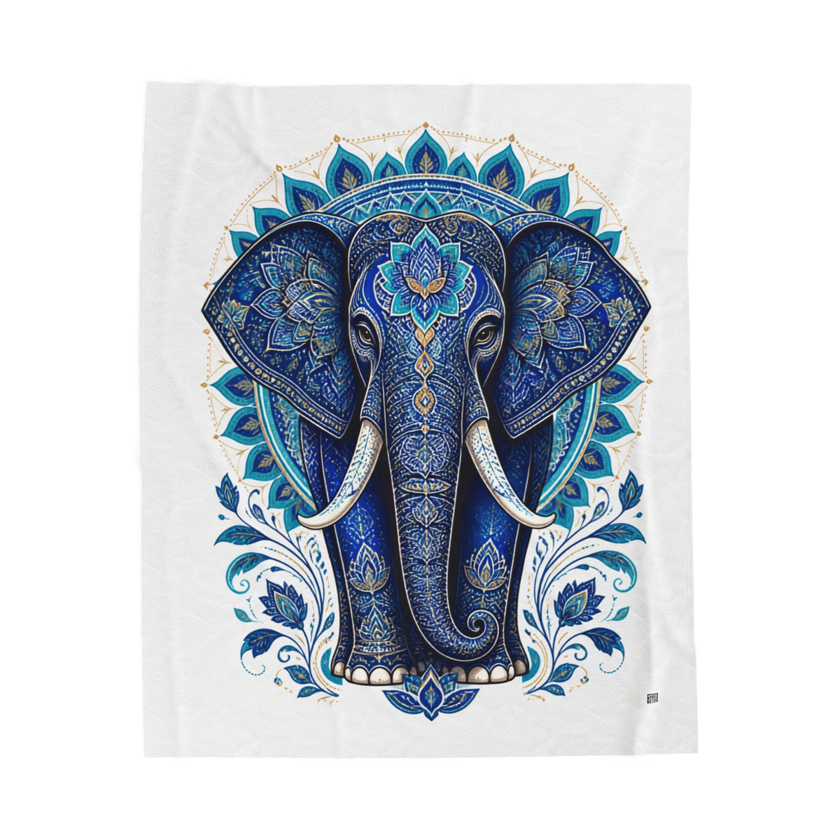 Blue Mandala Elephant Blanket