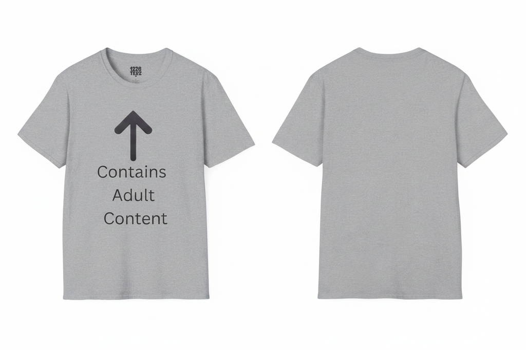 Contains Adult Content Sport Grey Tee Front & Back Composite