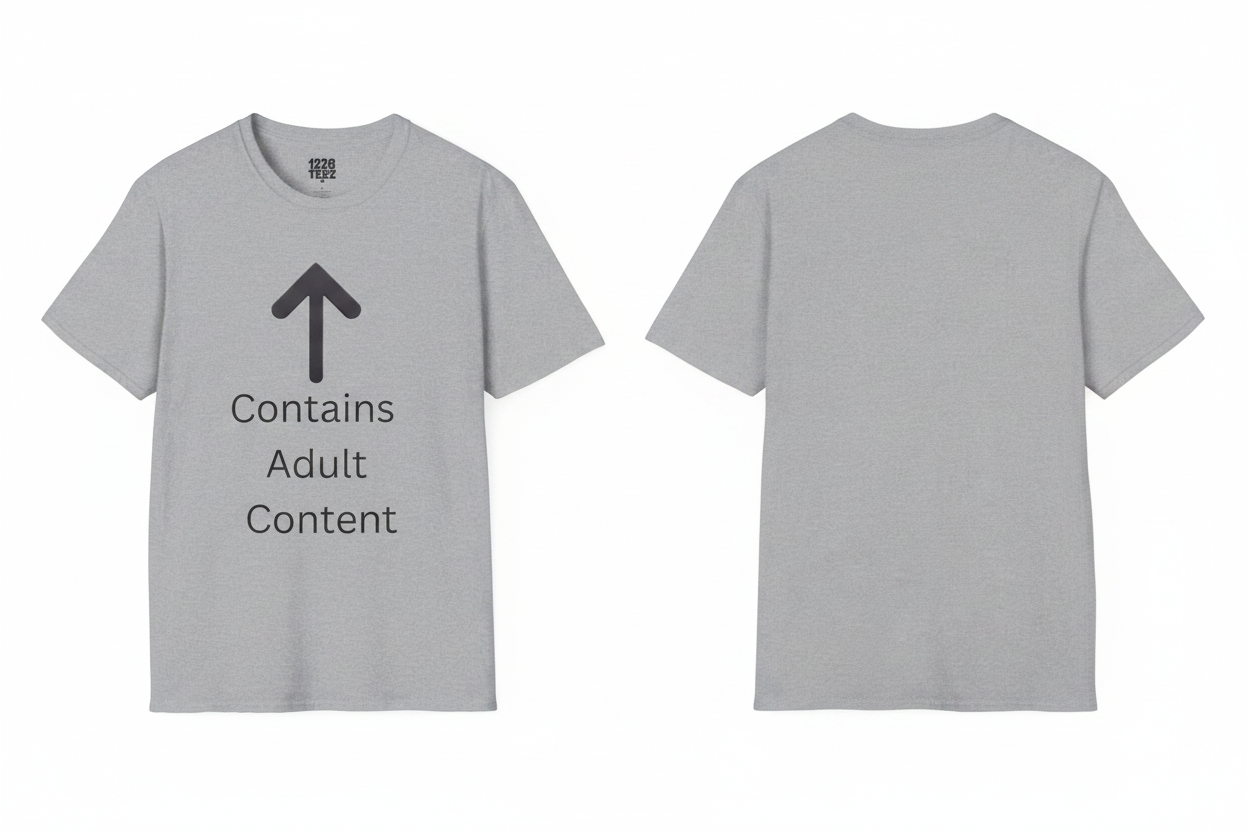 Contains Adult Content Sport Grey Tee Front & Back Composite
