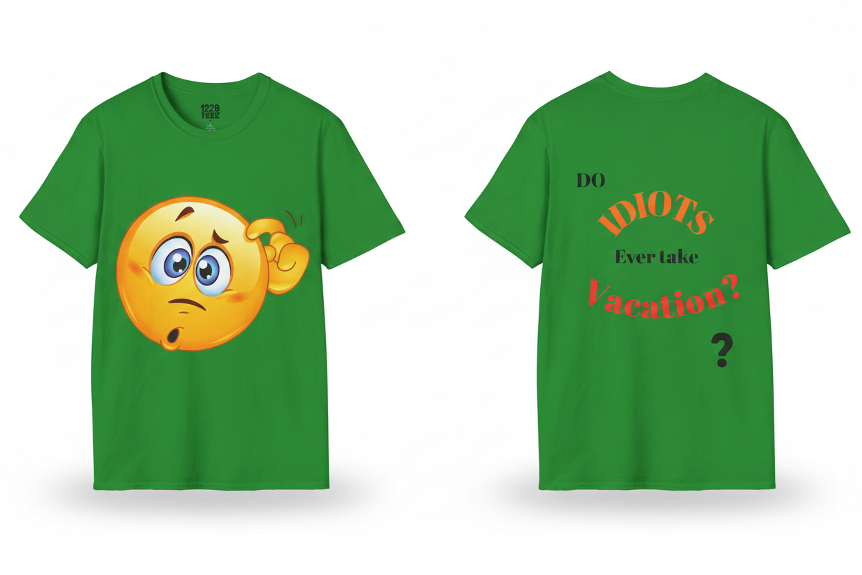 Funny Sarcastic Crew Neck T-Shirt | Do Idiots Take Vacation Graphic Tee