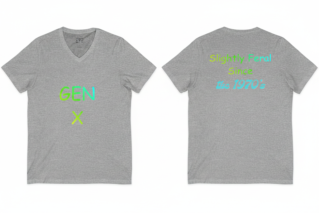 GEN X Feral since 70's Athletic Heather Front & Back