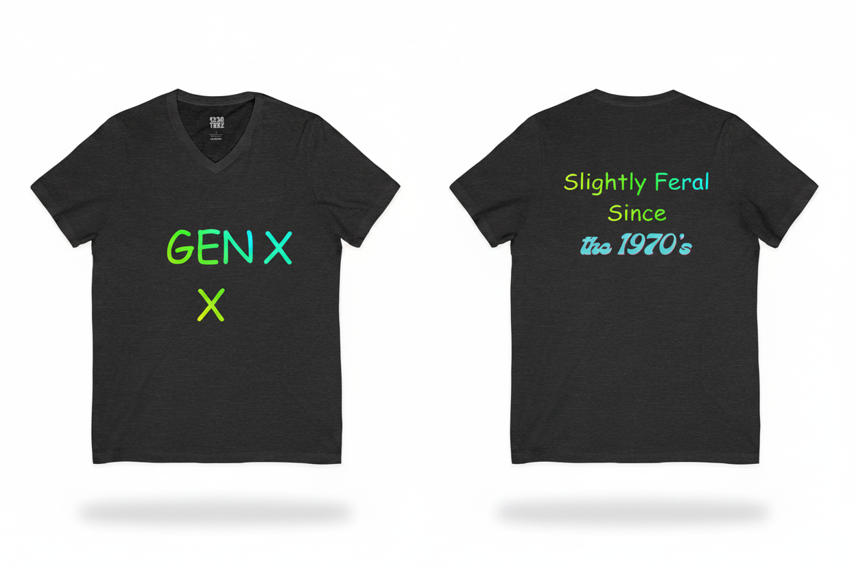 GEN X Feral since 70's Dark Grey Heather Front & Back