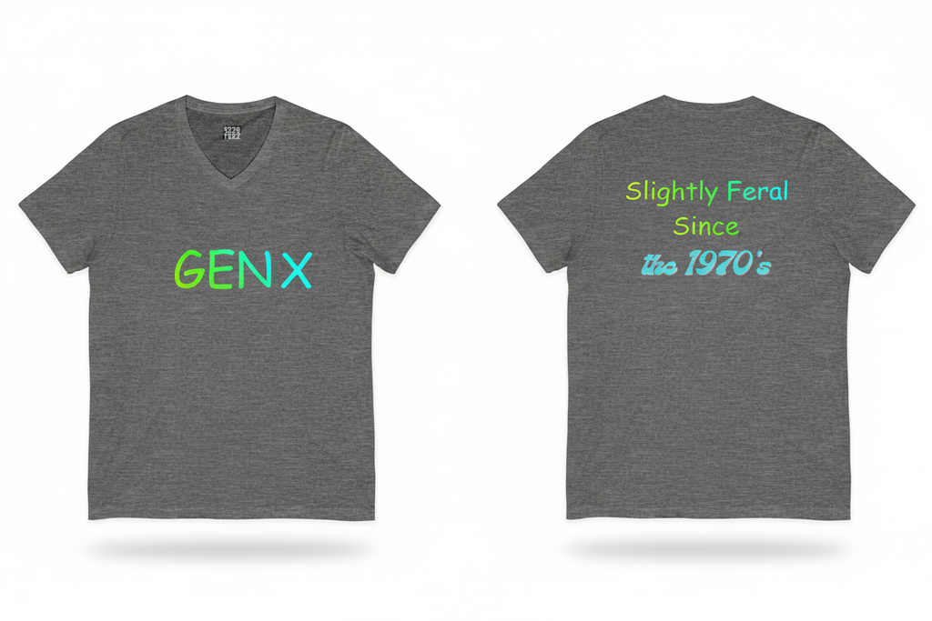 GEN X Feral since 70's Deep Heather Front & Back