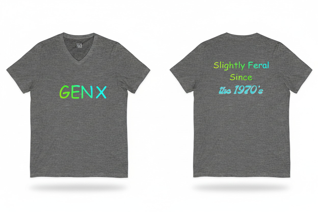 GEN X Feral since 70's Deep Heather Front & Back