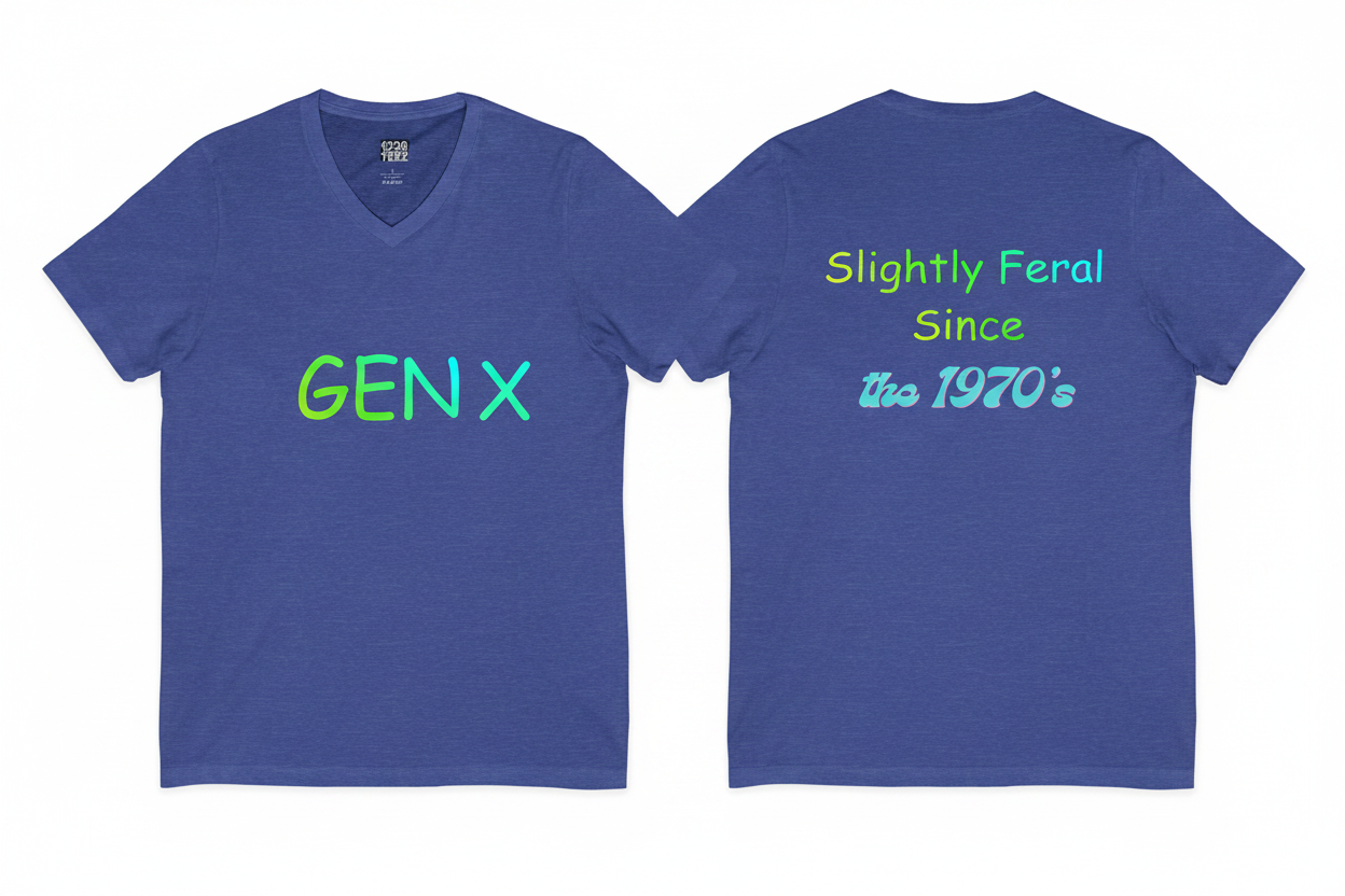 GEN X Feral since 70's Heather True Royal Front & Back