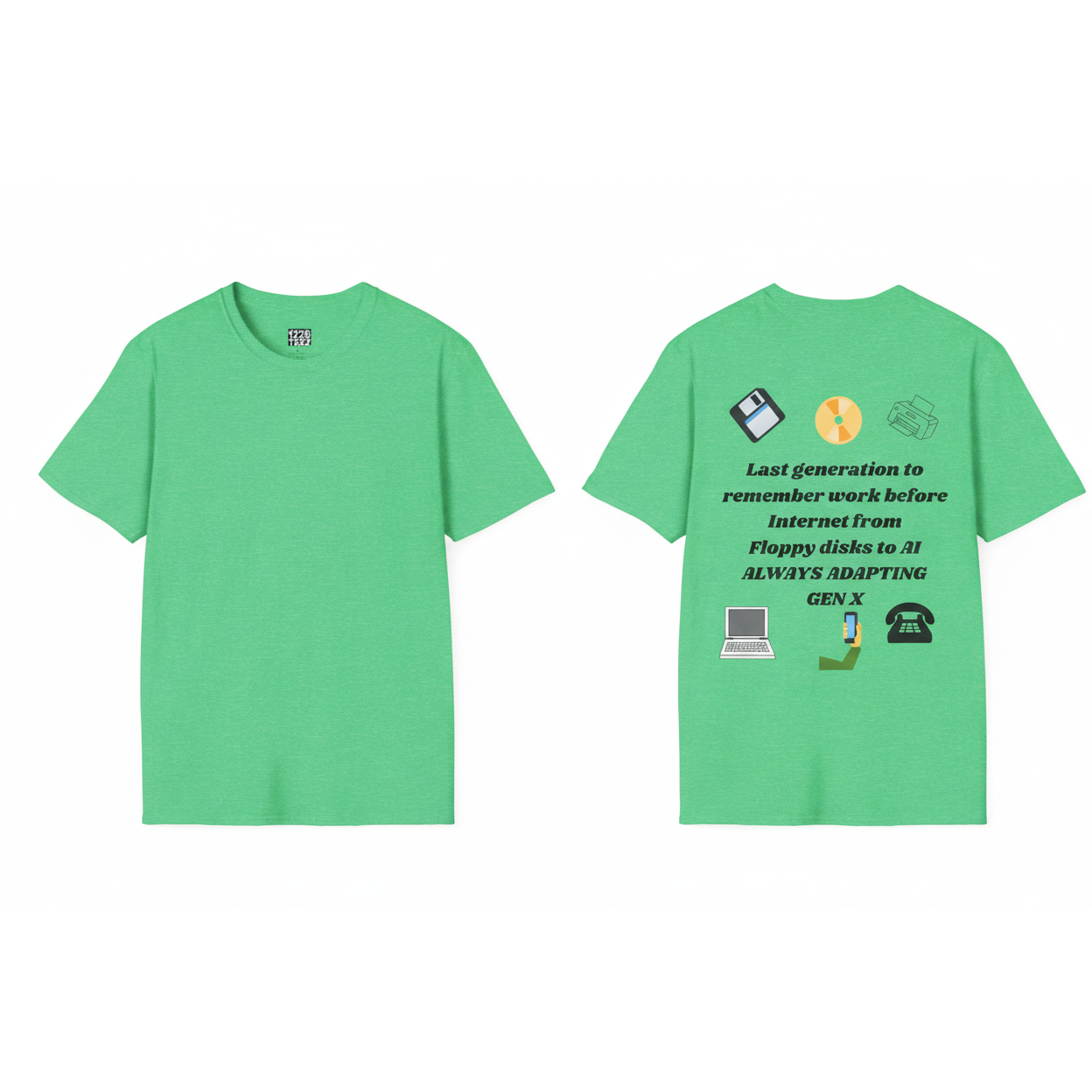 Gen X Heather Irish Green (Bright) Front & Back Composite
